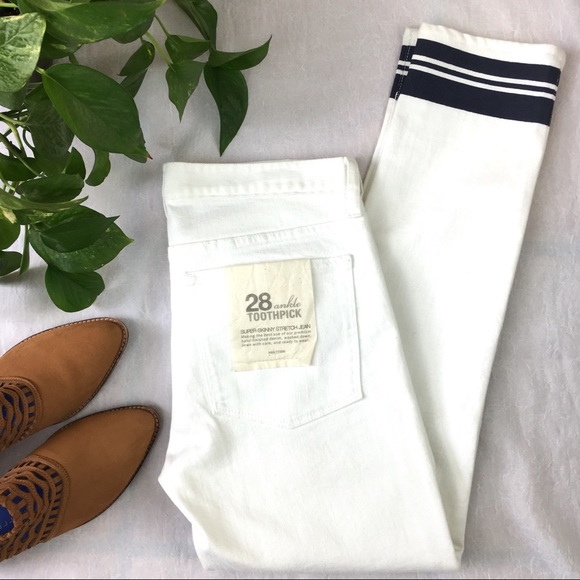 J. Crew Denim - Factory Toothpick Super Skinny Stretch White Jeans